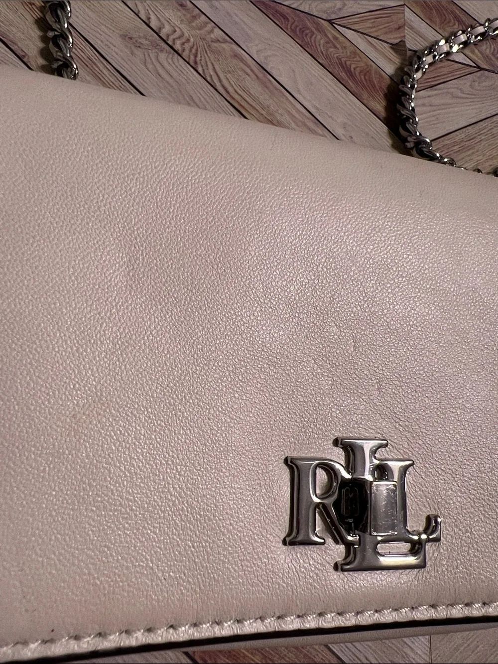 Ralph Lauren mini Neutral Cream Leather Chain Shoulder crossbody Bag - Picture 3 of 7